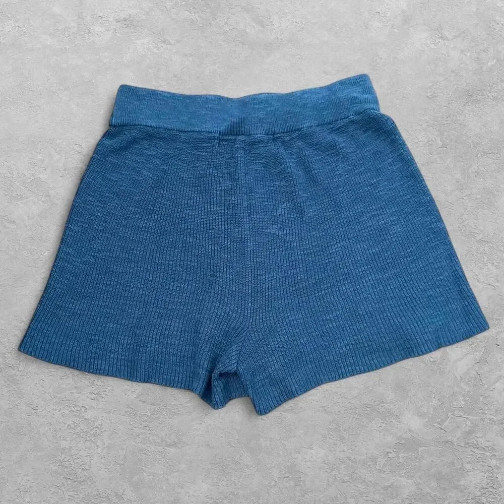 Free People FP Beach Malibu Surf Knit Shorts Navy XS Boho Coastal